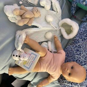 American Girl Bitty Baby+snowsuit set with teddy bear